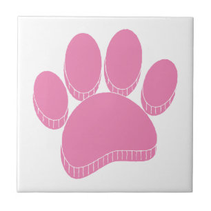 Azulejo De Cerâmica Pawprint Cachorro Cor-de-Rosa Personalizado