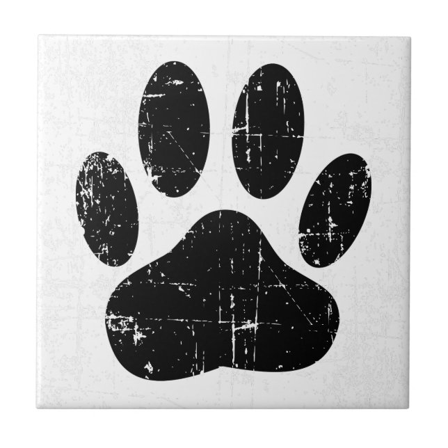 Azulejo De Cerâmica Pawprint Cachorro Distinto (Frente)