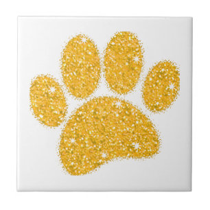 Azulejo De Cerâmica Pawprint Cachorro Dourado