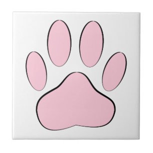 Azulejo De Cerâmica Pawprint do Cachorro Rosa Bebês