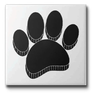 Azulejo De Cerâmica Pawprint Preto Desenho Personalizado na Mão