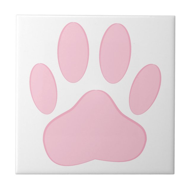 Azulejo De Cerâmica Pawprint Rosa (Frente)