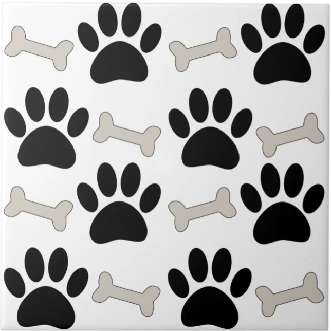 Azulejo De Cerâmica Paws And Bones Seamless Pattern Custom  (Criador carregado)
