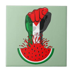 Azulejo De Cerâmica Pé de resistência da Palestina em Watermelon