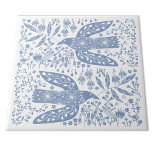 Azulejo De Cerâmica Peace Doves Blue and White<br><div class="desc">As pombas azuis e brancas de aves para paz e esperança. Arte original de Nic Squirrell.</div>
