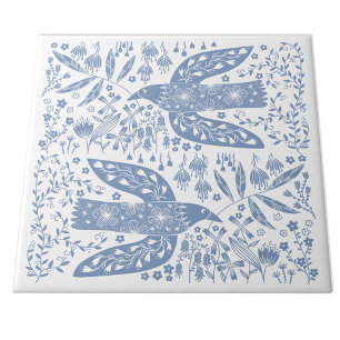 Azulejo De Cerâmica Peace Doves Blue and White