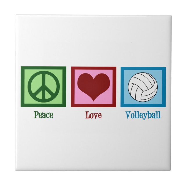 Azulejo De Cerâmica Peace Love Voleibol (Frente)
