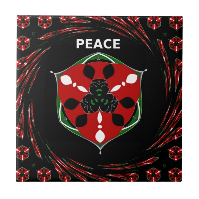 Azulejo De Cerâmica "Peace: with Shield Emblem" Art Impressão (Frente)