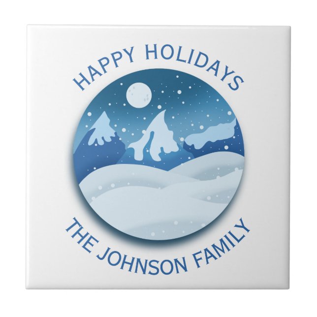 Azulejo De Cerâmica Peaceful Frosted Landscape Custom (Frente)