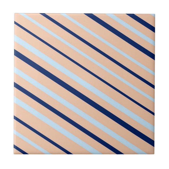 Azulejo De Cerâmica Peach and Blue Diagonal Striped (Frente)