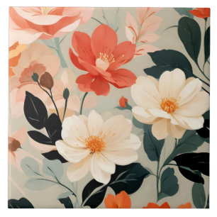 Azulejo De Cerâmica Peach e Cream floral floral