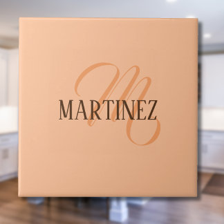 Azulejo De Cerâmica Peach Fuzz Elegante Personalizado Nome