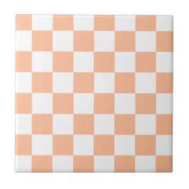 Azulejo De Cerâmica Peach Fuzz Verificado Padrão Gingham