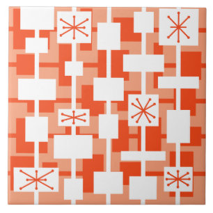 Azulejo De Cerâmica Peach Geométrico Moderno do meio século