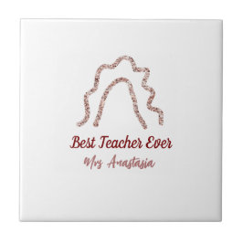 Azulejo De Cerâmica Peach marron glitter rainbow teacher appreciation 
