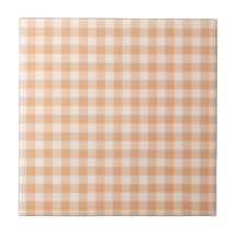 Peach White Checkered Gingham Patterno
