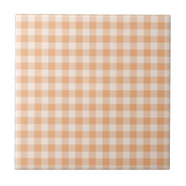 Azulejo De Cerâmica Peach White Checkered Gingham Patterno