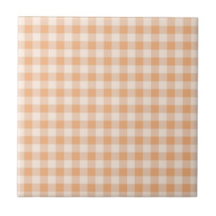 Azulejo De Cerâmica Peach White Checkered Gingham Patterno
