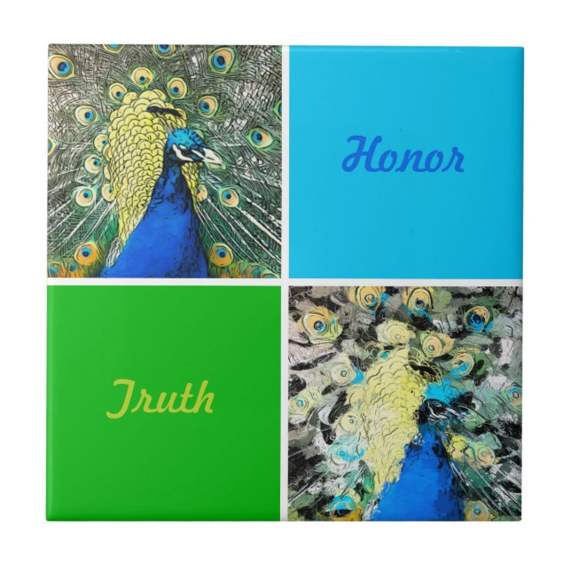 Azulejo De Cerâmica Peacock Art (Frente)