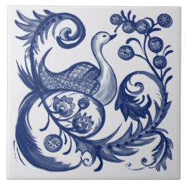 Azulejo De Cerâmica Peacock Blue White Swirl Vintage Design