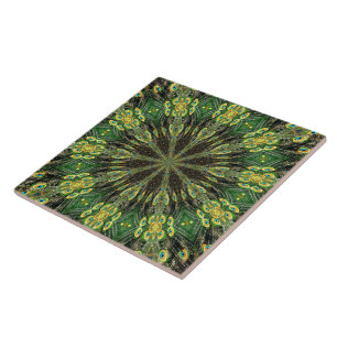Azulejo De Cerâmica Peacock Feather Kaleidoscope 2