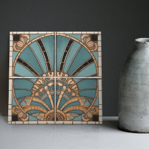 Azulejo De Cerâmica Peacock Feather Symbolism Belle Epoque Art Deco