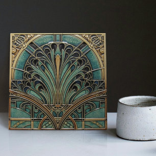 Azulejo De Cerâmica Peacock Feather Symbolism Belle Epoque Art Deco