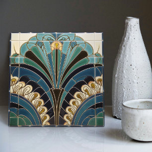 Azulejo De Cerâmica Peacock Feather Symbolism Belle Epoque Art Deco