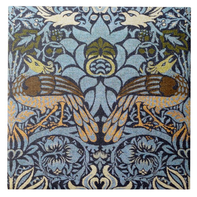Azulejo De Cerâmica Peacock, William Morris (Frente)