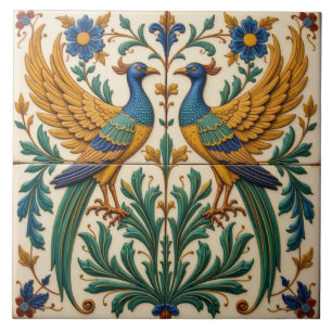 Azulejo De Cerâmica Peacocks espelhados Porta copos Azulejo cerâmica