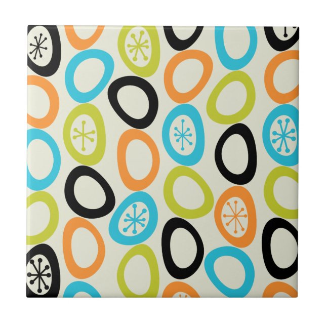 Azulejo De Cerâmica Pebbles Moderno de meio século 3 (Frente)