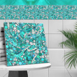 Azulejo De Cerâmica Pebbles Mosaic Art - Aquamarine e Pérola<br><div class="desc">Pebbles Mosaic Art - Aquamarine e Pérola</div>