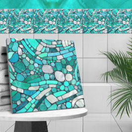 Azulejo De Cerâmica Pebbles Mosaic Art - Aquamarine e Pérola