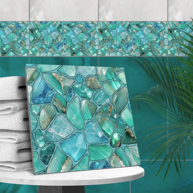Azulejo De Cerâmica Pebreiras de Aquamarine (Criador carregado)