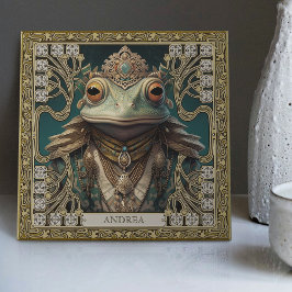 Azulejo De Cerâmica Peça de Arte Personalizável com Sapo de Espírito T