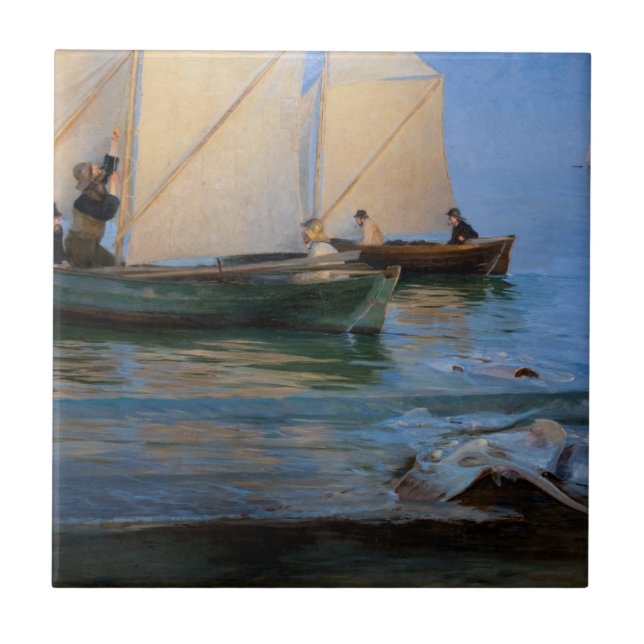 Azulejo De Cerâmica Peder Severin Kroyer - Barcos De Pesca (Frente)