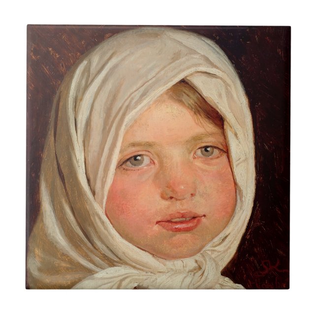Azulejo De Cerâmica Peder Severin Kroyer - Menina de Hornbaek (Frente)