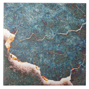Azulejo De Cerâmica Pedra Azul Rachada Abstrata Ferrugem