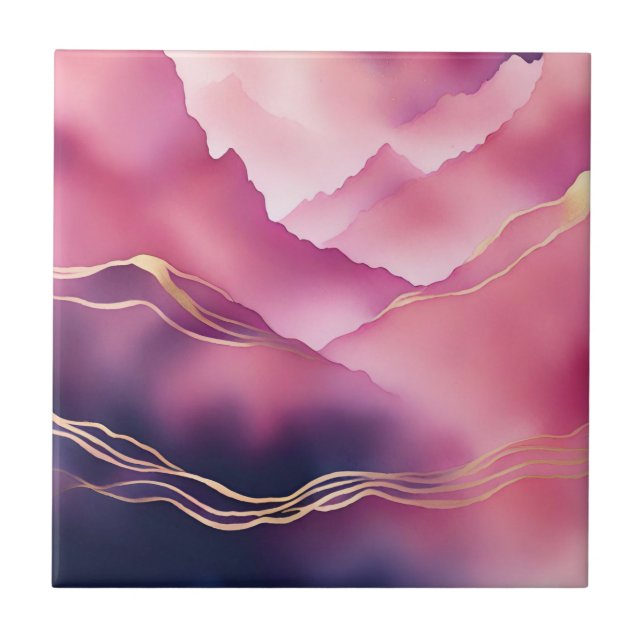 Azulejo De Cerâmica Pedra de mármore Dourada rosa, rosa, (Frente)