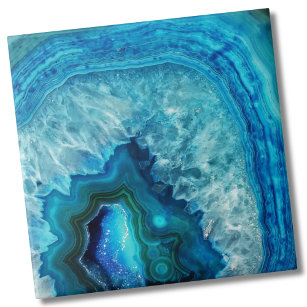 Azulejo De Cerâmica Pedra Mineral Geográfica Azul-Turquesa Brilhante