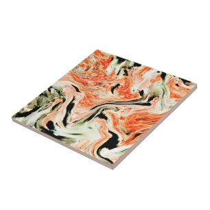 Azulejo De Cerâmica Pedra Verde Laranja - Arte de Textura Abstrato