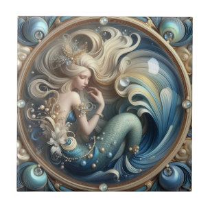 Azulejo De Cerâmica Pedras Preciosas Falsas Sereia Efeito 3D Art Nou