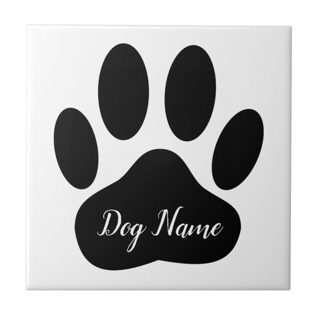 Azulejo De Cerâmica Pegada de Pata de Cachorro Com Nome Personalizado  (Frente)