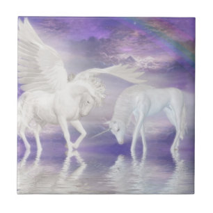 Azulejo De Cerâmica Pegasus e unicórnio