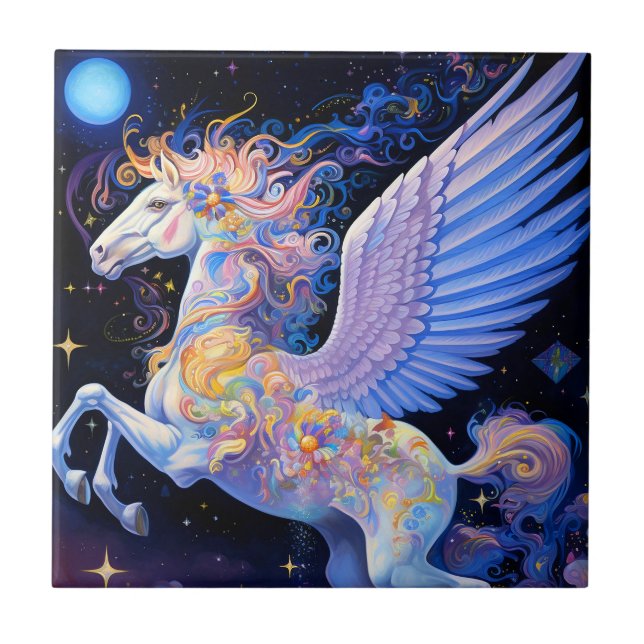 Azulejo De Cerâmica Pegasus Fantasy Art (Frente)