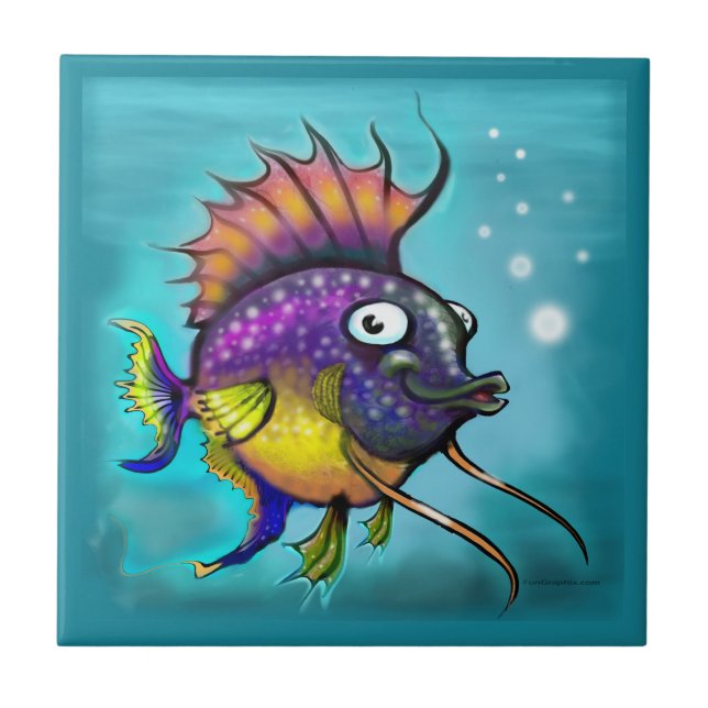 Azulejo De Cerâmica Peixe Arco-Íris (Frente)