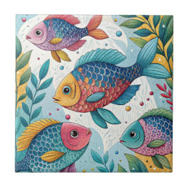 Azulejo De Cerâmica Peixe-arco-íris submarino