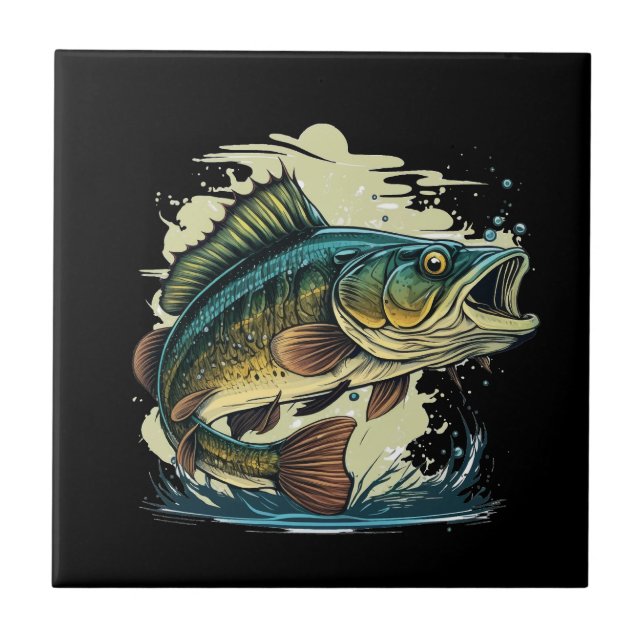 Azulejo De Cerâmica peixe-base-vetor-cartoon-tshirt-bass-peixe-base-gr (Frente)