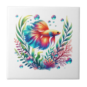 Azulejo De Cerâmica Peixe do oceano de praia fofo 