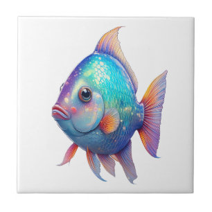 Azulejo De Cerâmica Peixe Escamas Cósmicas
